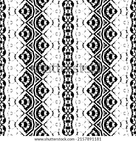 Abstract Hand Dark Batik. Black Colour Art Scribble Pattern. Ethnic Ink Doodle Vector. Black Color Native Wavy Batik. Seamless Design Ink Pattern. Simple Zig Zag Pattern. Abstract Art Tribal Repeat