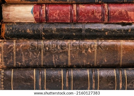 Old books obsolete covers close up for texture and background