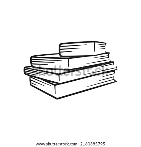 Book line art drawing illustration black and white