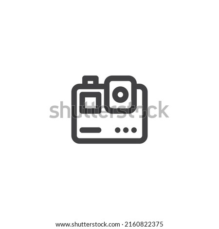 Action cam line icon. linear style sign for mobile concept and web design. Action cam camera outline vector icon. Symbol, logo illustration. Vector graphics