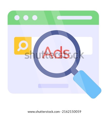 Conceptual flat design icon of search ad