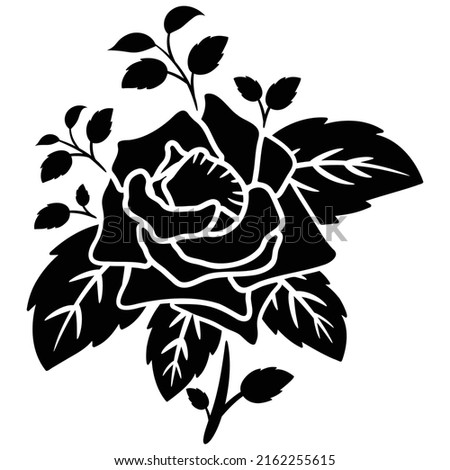 silhouette black rose motif flower decoration vector illustration background