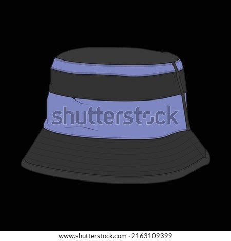 bucket hat outline color block vector, bucket hat in a full color style, trainers template outline, vector Illustration.
