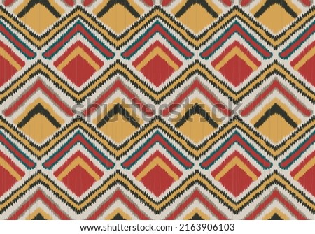 Ikat geometric ethnic pattern oriental traditional Ikat geometric folklore ornament Design for background,carpet,wallpaper,clothing,wrapping,Batik,fabric,illustration embroidery design, cushion.