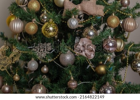 Artificial Christmas tree, New Year or Christmas decor in the studio or at home
