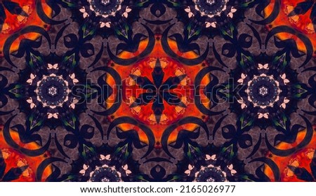 Seamless fabric pattern, modern bohemian textile decoration motif. Can be used for curtain design, tapestry artwork, womens swimsuit fabric print and any kind of artwork.