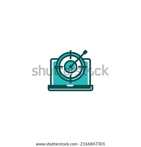Laptop Target line icon. linear style sign for mobile concept and web design. Outline vector icon. Symbol, logo illustration. Vector graphic