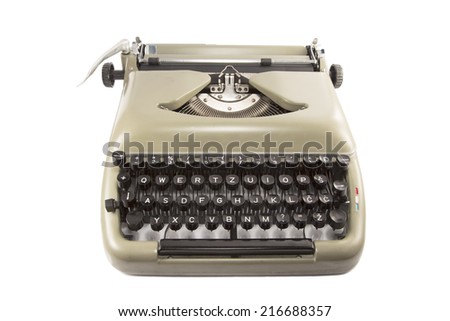 Olive green typewriter isolated