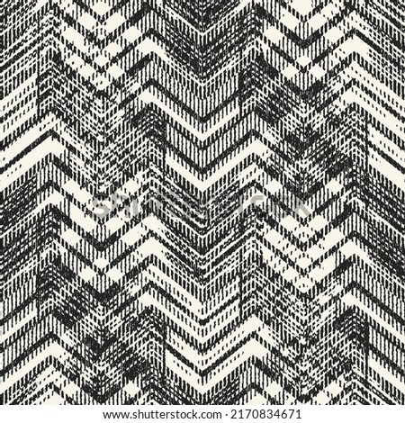 Monochrome Irregularly Knitted Textured Zigzags Pattern
