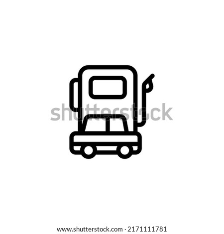 Car gas fuel station outline style icon and illustration - vector