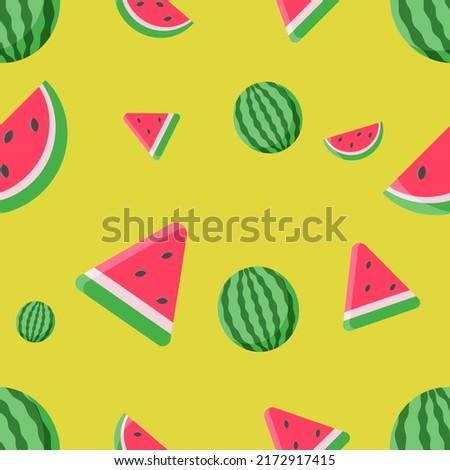 The seamless patterns of watermelon include common watermelon, half-cut watermelon and crescent watermelon.