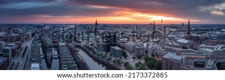 Panoramic view of the port district, the 