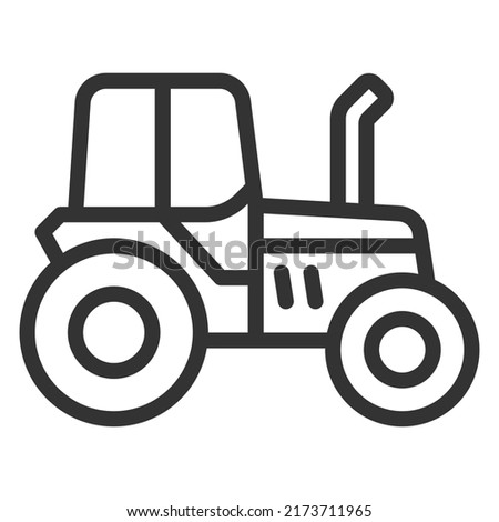 Wheeled tractor for agricultural work - vector sign, web icon, illustration on white background, outline style