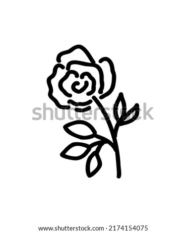 Rose Flower icon. Trendy contour vector illustration of flower for web sites and mobile applications. Botanical logo outline drawing. Thin line doodle style.
