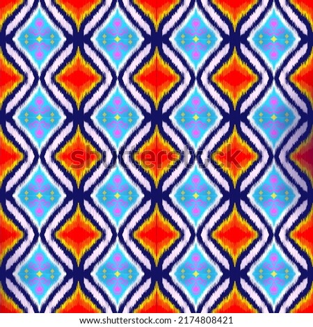 Abstract Seamless ikat pattern. Background ,carpet,wallpaper,clothing,wrapping,Batik,fabric, embroidery style.
