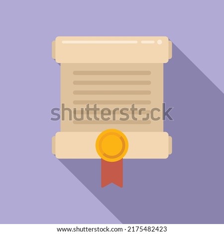Degree papyrus icon flat vector. Online study. Training success