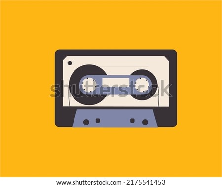 Cassette tape , isolated on yellow background, nostalgia.