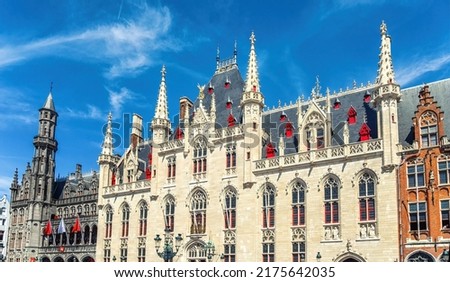 City Hall and Marketplace in the city of Brugge in the Netherlands, Europe