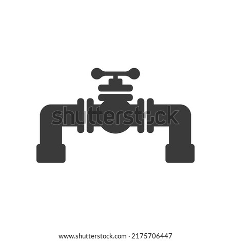 Pipeline with valve glyph icon isolated on white background.Vector illustration.