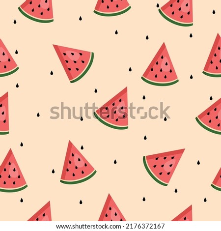 The seamless pattern of several randomly arranged watermelons is so tempting to look at. Vector illustration.