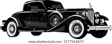 Black Antique Car Vector Illustration