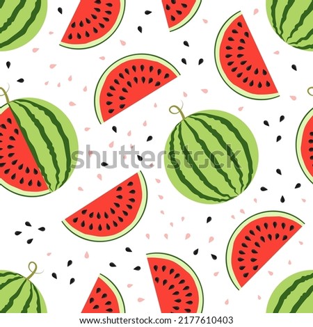 Ripe juicy watermelon seamless pattern