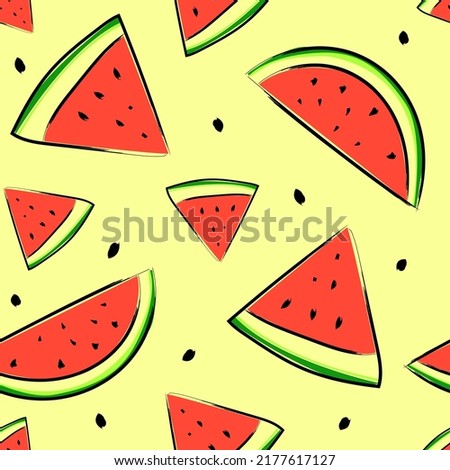 Seamless pattern. Image of a watermelon. Vector graphics.