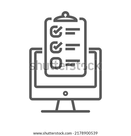 vector monitor icon and check list outline design.
