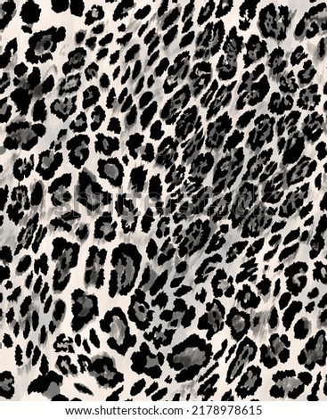 Leopard animal abstract skin black and white. Fabric motif texture repeated endless. Wild jaguar panther fur leather vintage effect. Seamless motif pattern background. 