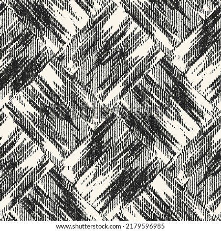 Monochrome Irregularly Knitted Textured Checked Pattern