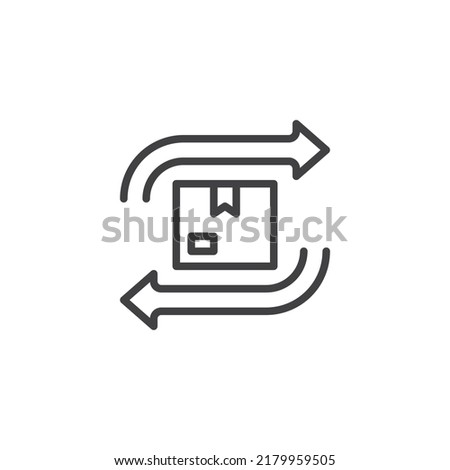 Returns and Refunds line icon. linear style sign for mobile concept and web design. Parcel box and arrows outline vector icon. Symbol, logo illustration. Vector graphics