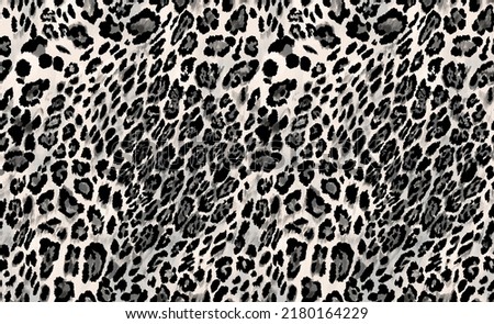Leopard animal abstract seamless motif pattern illustration. Fabric motif texture endless repeated. Black and white effect background.