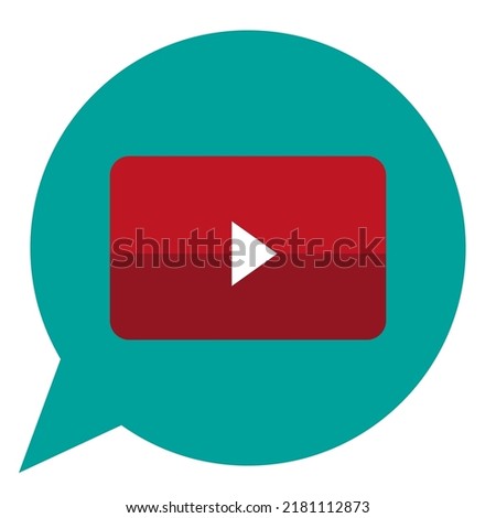 Play button in message. Social media concept. Vector illustration. stock image. 