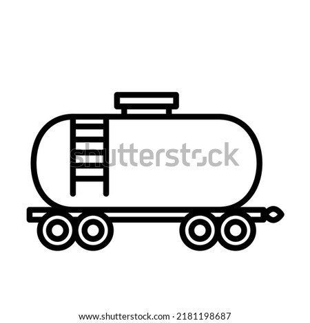 Storage and transportation of oil in tanks by rail. Vector logo illustration in line art style