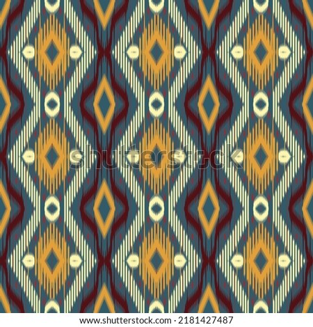 Tribal Seamless ikat Chevron diamond (rhombus) Pattern African Print Decorative Traditional Vintage Colorful Abstract Background Hand Drawn Vector 