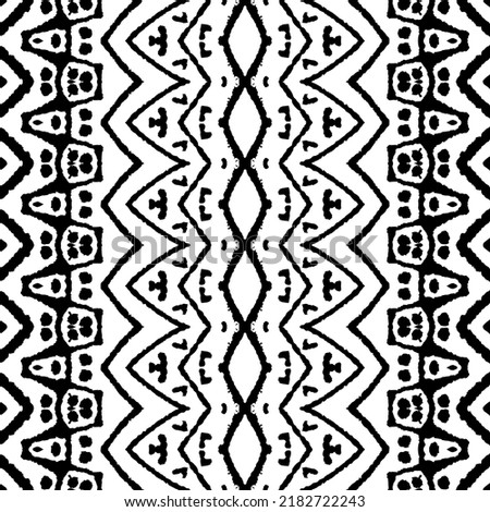 Abstract Wavy Print. Native Ink Batik. Ethnic Aztec Pattern. Simple Ink Vector. Black Doodle Textile. Black African Pattern. Seamless Line Vector. Zig Zag Pattern. Ethnic  Ink Pattern. Ethnic Scribble
