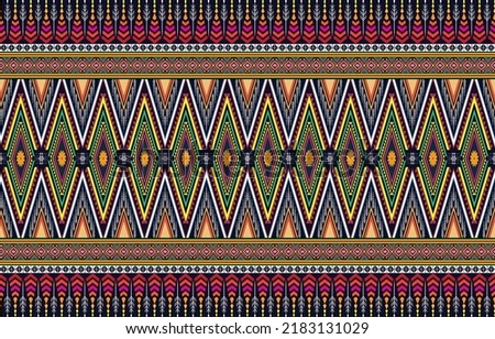 Oriental ethnic geometry ikat seamless pattern traditional design for background, rug, wallpaper, clothing, wrap, batik, cloth, embroidery style vector illustration