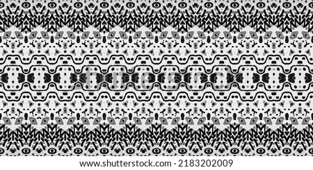 Simple Doodle Pattern. Abstract Stripe Ikat Pattern. Black Color Ethnic Ikat Batik. Abstract Ink Doodle Repeat. Seamless Hand Wave. Tribal Ikat Doodle Brush. Gray Colour Ink Scribble Textile.