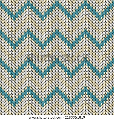 Handicraft chevron stripes knitted texture geometric vector seamless. Blanket hosiery textile print. Winter seamless knitted pattern. Cozy textile print design.