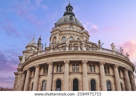 Szent István Bazilika. View of the beautiful St Stephen's Basilica in Budapest Hungary.