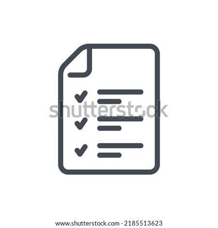 Survey and exam list line icon. Questionnaire document and Report note vector outline sign.