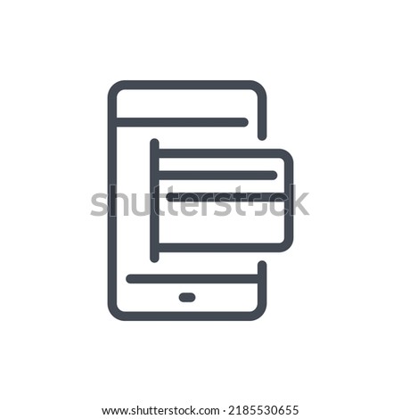 Online mobile payment line icon. Smartphone with credit card vector outline sign.