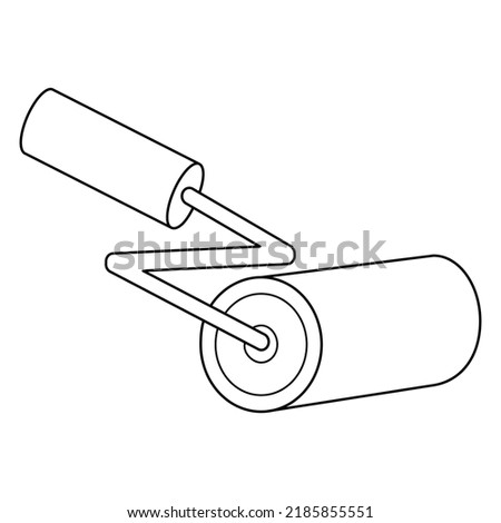 Paint roller outline vector on white background