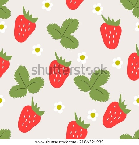 Seamless pattern with Strawberry. Vector hand draw strawberry background.	