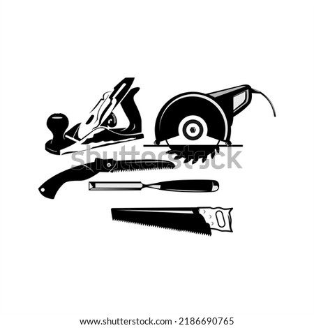 Simple Silhouette of Carpenter or wooden crafts tools vector