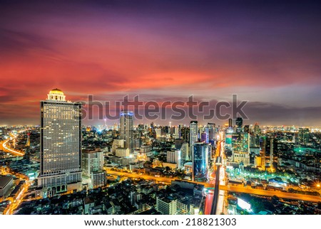 Bangkok City at twilight  in capital of Thailand