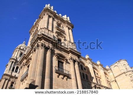 Malaga in Andalusia region of Spain. Cathedral exterior.