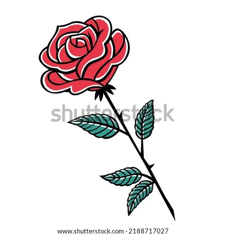 Isolated rose big phases color draw vector illustration