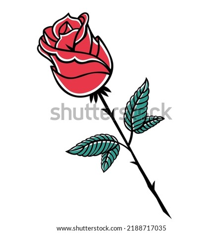 Isolated rose small phases color draw vector illustration