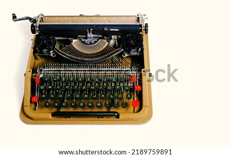 Old typewriter on a white background.Retro and vintage
